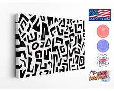 Glyph Style Canvas Print, Repeating Pattern Wall Art, Ready to Paint Design