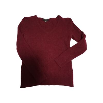 Charter Club Burgundy Cashmere Long Sleeve V Neck Sweater Womens