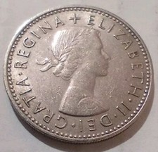 1 One Shilling Bob 1957 UK Lions English Crest Shield Elizabeth II