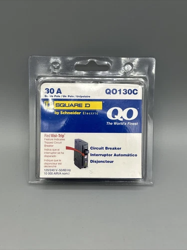 SQUARE D QO130C CIRCUIT BREAKER 30A SINGLE POLE RED VISI-TRIP