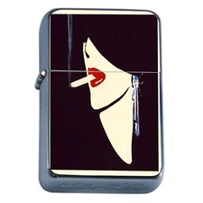 Oil Lighter Smoking Lady Deco Glam Illustration