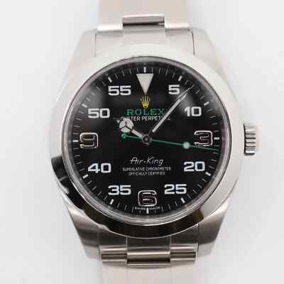 2010's Mint Rolex 116900 Air King 40mm Steel Automatic Mens Black Dial Watch