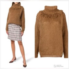 RRP US 990 Miu Miu Brown mohair-blend turtleneck sweater tobacco NWT