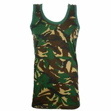 MENS CAMOUFLAGE VEST SLEEVELESS MUSCLE TOP MILITARY JUNGLE COMBAT ARMY GYM SHIRT