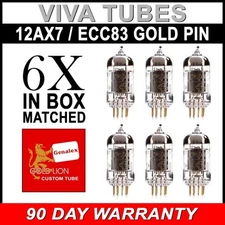 New Matched Sextet (6) Reissue Genalex Gold Lion 12AX7 / ECC83 GOLD PIN Tubes SH
