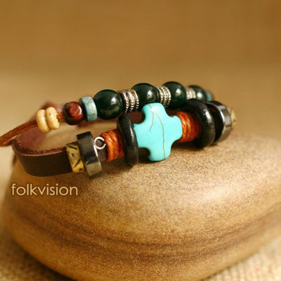 PCS Wholesale TRIBAL SURFER HANDMADE LEATHER HEMP BRACELET LB168
