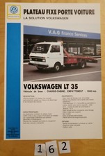 VOLKSWAGEN Utilitaire VW LT 35 Plateau fixe porte voiture F 2 pages 198? LKW