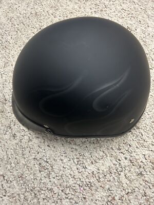 VCAN V5 Helmet Matte Black Cruiser Flame DOT Approved Motorcycle Size M