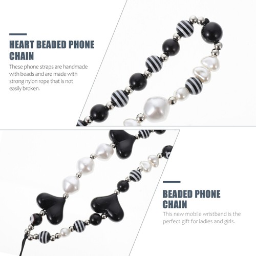 2 PCS Handy Kette Lanyard Mit Perlen Handy-Schlüsselband in Herzform - Zdjęcie 7 z 12