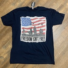 Freedom Isn't Free, USA Flag Printed Men's New Patriotic Trending Black T-shirt