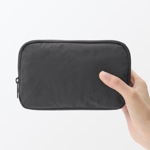 New Muji Wrinkle Nylon wide Opening Pouch L 18x11.5x7cm With 3 Colors - Picture 8 of 21