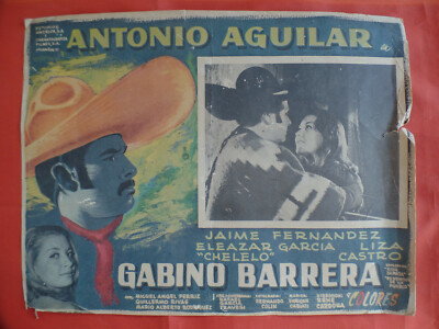 orig. Filmposter Rene Cardona's GABINO BARRERA ,1965, Antonio Aguilar, 40x31 cm