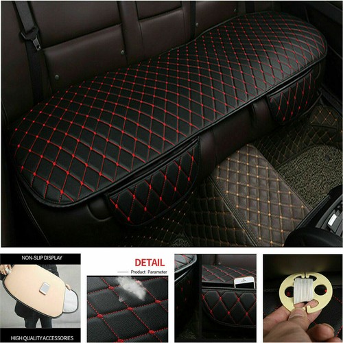 1PC Black & Red CAR Rear Seat Cover Cushion Pad PU Leather Interior Accessories - Picture 2 of 11