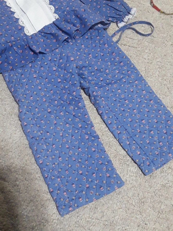 VTG Evy Of California Quilted Blue Floral Calico Pant & Top Outfit Girls 2T - Image 3 of 4