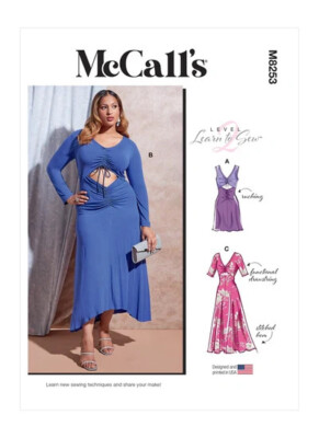McCall's Sewing Pattern M8253 Misses  Dresses 3 Variations Sizes 8-16 OOP UNCUT