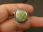 NAVAJO GREEN TURQUOISE INGOT SILVER RING 11 GMS 1950'S VINTAGE BISBEE ESTATE