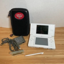 Nintendo DS Lite Handheld Console Polar White with Charger and Case
