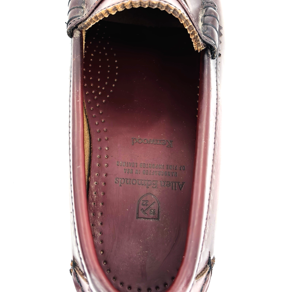 Mens 9.5 3E Extra Wide Allen Edmonds Kenwood Penny Loafer Burgundy