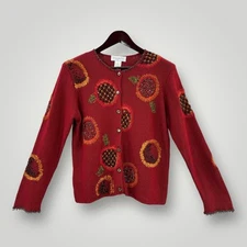 Susan Bristol Sweater Womens Large Beaded Sunflower Cardigan Hand Embroidered