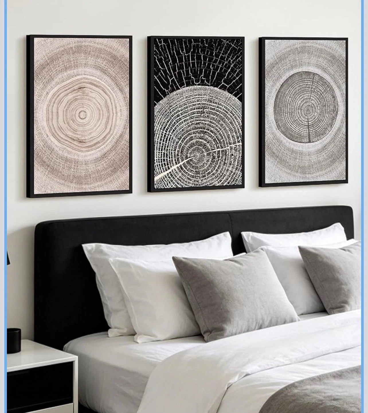 PHOPAGO Vintage Wood Tree Rings Wall Art 16x24in Farmhouse Rustic Framed Canv...