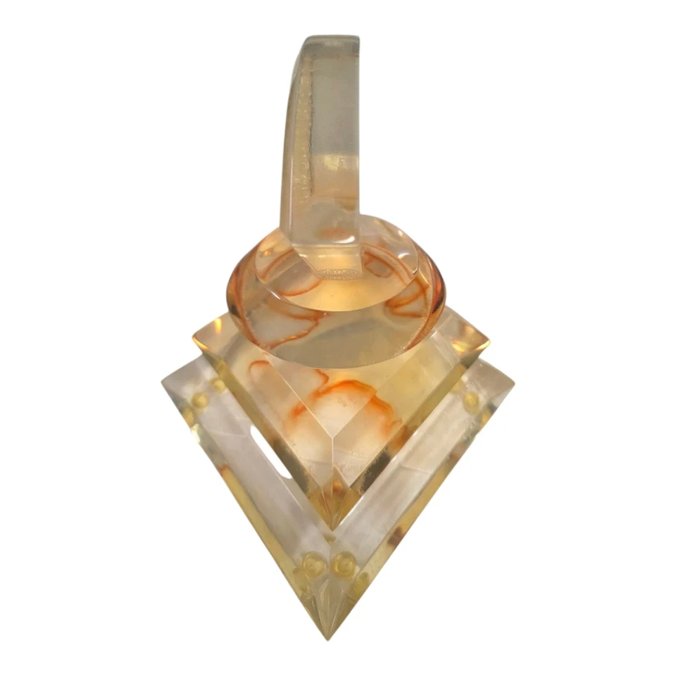 Vtg MCM Modern Art Signed Van Teal Lucite Clear Art Deco Acrylic Sculpture - Image 4 of 4