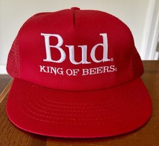 Vintage Budweiser Bud King Of Beers Hat Cap USA Made Truckers Mesh Snapback