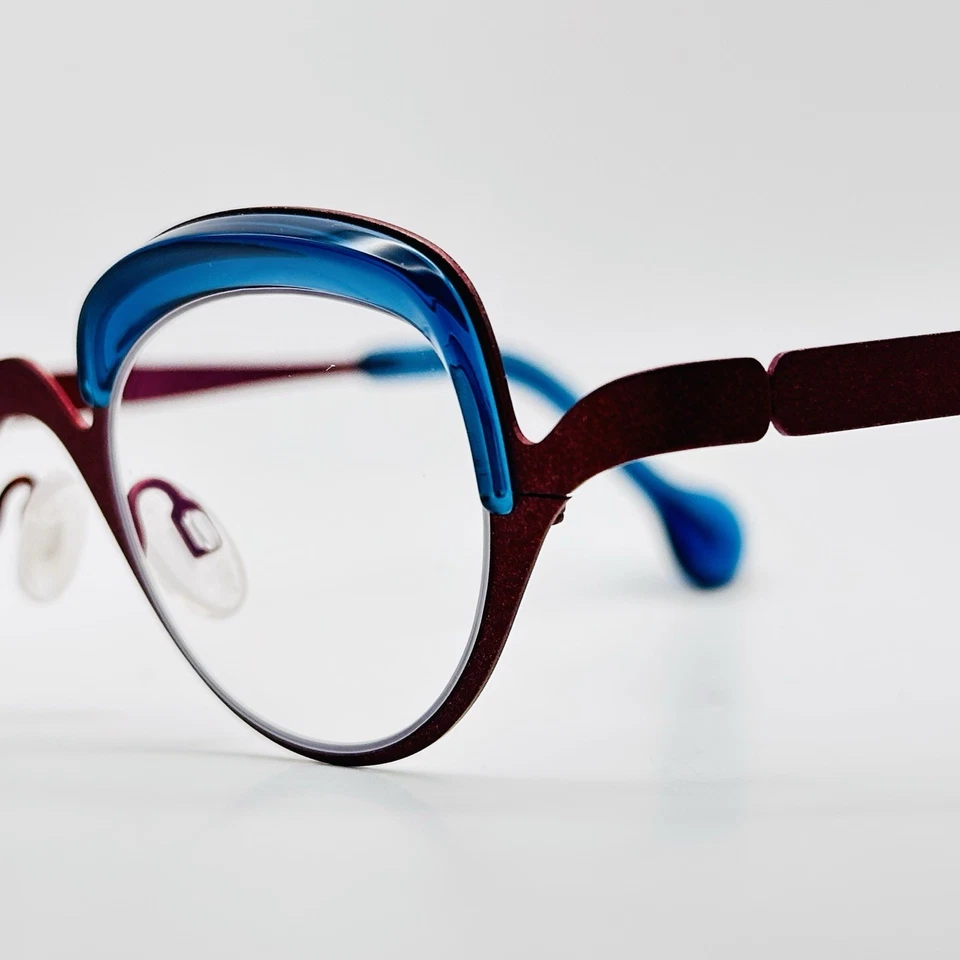Theo Anteojos Mujeres Hombres Ovalados Redondos Rojo Azul Extravagante Ito 763 Bélgica NUEVO Foto 4 de 4