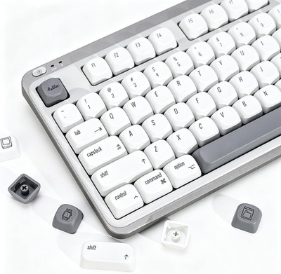 Kbdiy for MAC Style KOA Profile Keycaps Set,Dye-Sublimation PBT White Custom
