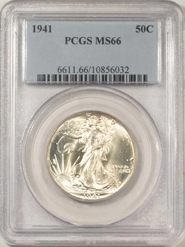1941 WALKING LIBERTY HALF DOLLAR - PCGS MS-66, FRESH PREMIUM QUALITY GEM!