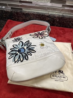 バッグ vintage coach shoulder bag beeandflower NWT COACH White Floral Bee Duffle Crossbody Shoulder Bag F10871 | eBay