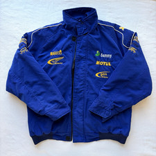 Vintage Subaru World Rally Team Racing Blue Bomber Jacket Men's Size L *READ*