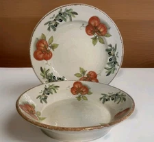 Vintage Set TIFFANI BOUTIQUE XL Ceramic Serving Pasta Bowl Set Made In Italy 16"