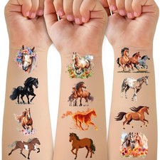 Horse Temporary Tattoos 52 Pcs for Kids Birthday Medium,
