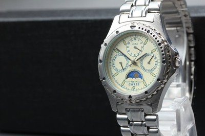 Vintage 1992 [Exc+5] Seiko Alba Carib V33F-6B20 Sun & Moon Qz Mens Watch JAPAN