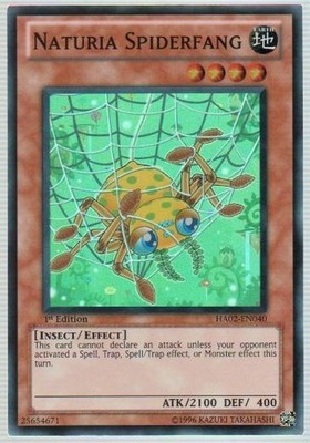 Naturia Spiderfang - HA02-EN040 - Super Rare - 1st Edition - Moderately Played