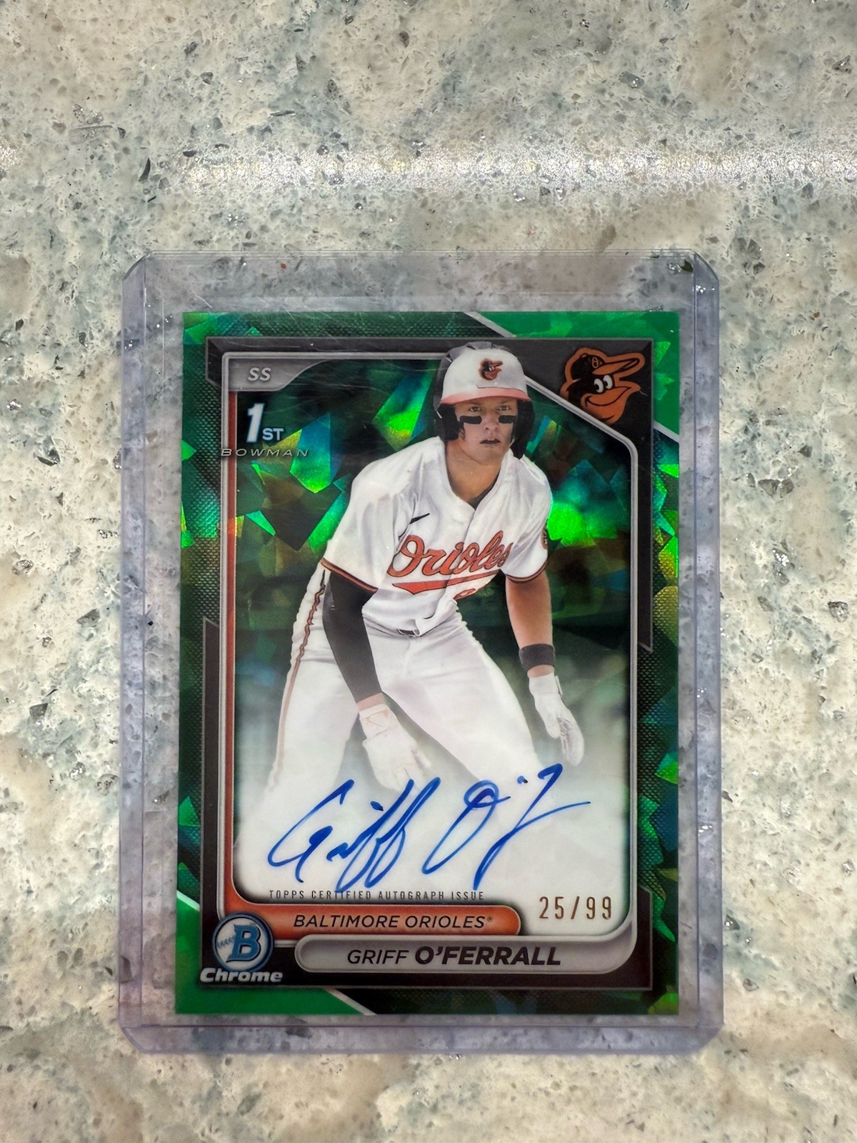 2024 Bowman Chrome Draft Sapphire Edition Griff O'Ferrall Green Auto /99