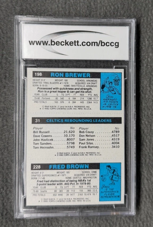 1980 Topps Bird REBOUNDING LEDERS MARRÓN, LARRY BIRD, CERVECERO BCCG ¡Calificado 9! 🐐 Foto 2 de 2