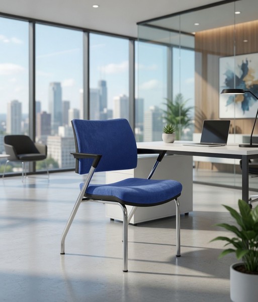 BüRosessel Blau Mit Ergonomischem Design Und Robustem Metallgestell-image