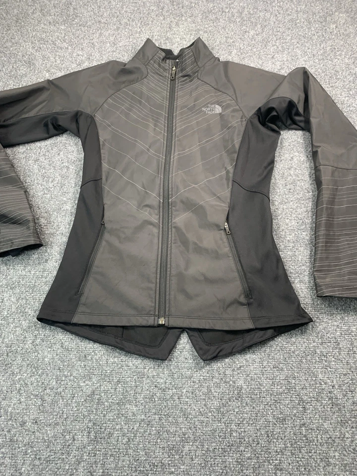 Chaqueta cortavientos The North Face para mujer pequeña gris manga larga cremallera completa Foto 2 de 4