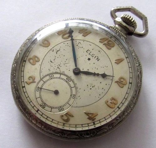 Antique Elgin Pocket Watch 12 size 7 jewels Gold filled case for Parts-Repair