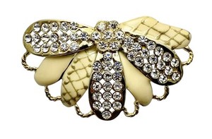 Authentic Rare vintage 1990s Mila Schon statement brooch Moth Butterfly gold plated Italy