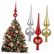  3Pcs Vintage Tree Topper Finial Christmas Tree Topper Plastic Hand- Painted 