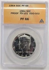 1964  Kennedy Half Dollar DDO-002 ANACS PF66 FS-101  #Z166