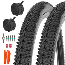 26x1.95 Bike Tires & Tubes 2-Pack - Mountain, Off-Road, Folding, Bicycle Tire...