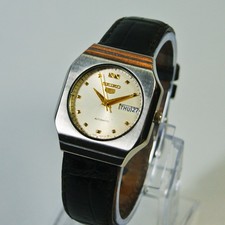 Vintage Seiko 5 Automatic Wrist Watch 6309 Day and Date Leather Strap