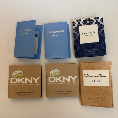 Perfume Sample Lot Of 6 Kate Spade DKNY Dolce Oscar De La Renta Alibi