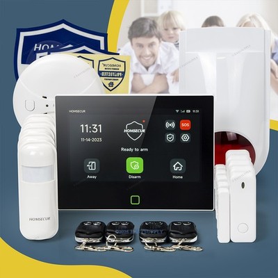 HOMSECUR Wireless WIFI 4G 2G SMS Autodial LCD Burglar Intruder 7'' Alarm System