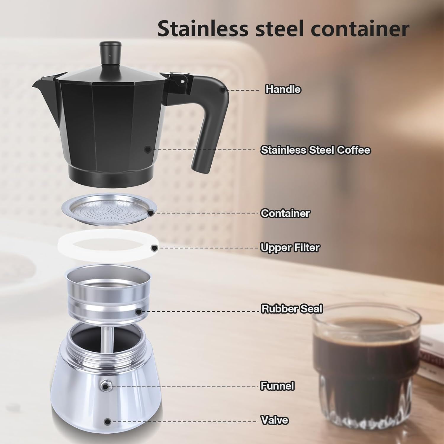 Moka Induzione 6 Tazze Espresso - Design Moderno per Casa e Ufficio - 4
