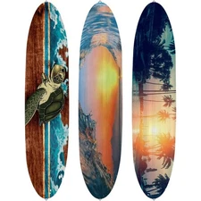 Gerrii 3 Pieces Large Surfboard Wall Decor Wooden Beach Summer Surfboard Wall...