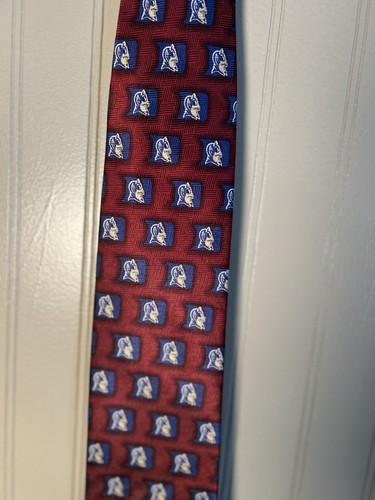 Official Duke University Blue Devils On Red Neck Tie 100% Silk Hand Made - Picture 4 of 8